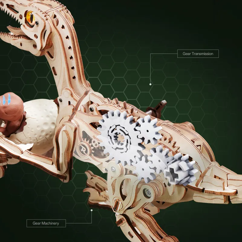 ROKR Velociraptor Mécanique LD01 – Puzzle 3D en Bois – Image 3