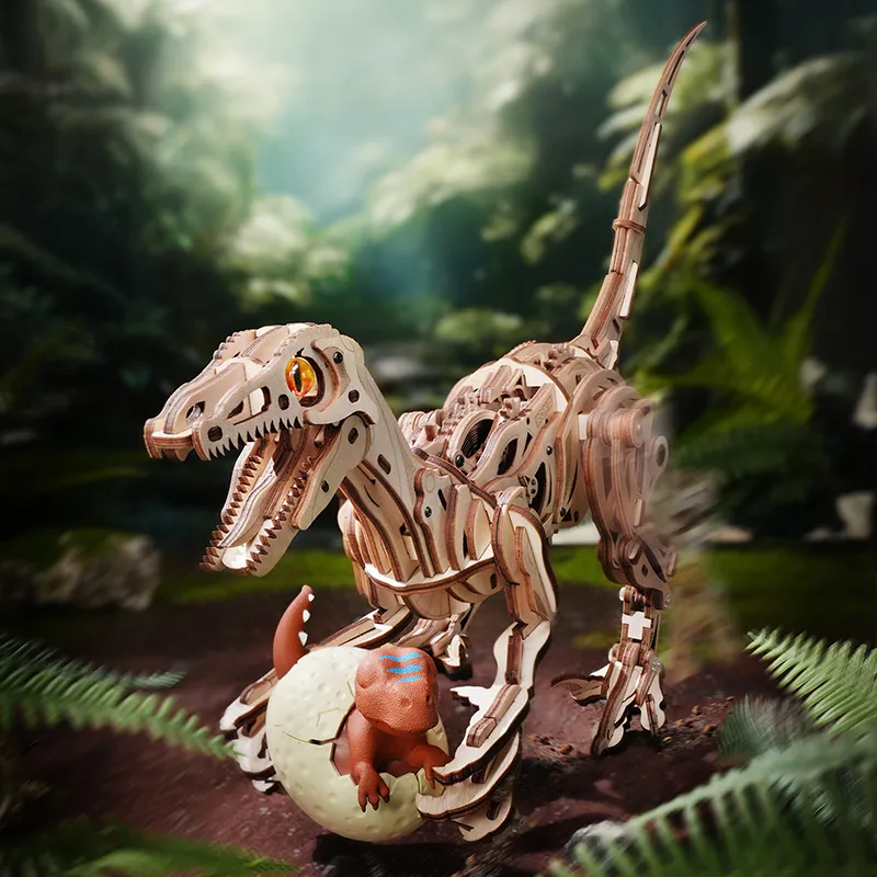 ROKR Velociraptor Mécanique LD01 – Puzzle 3D en Bois – Image 5