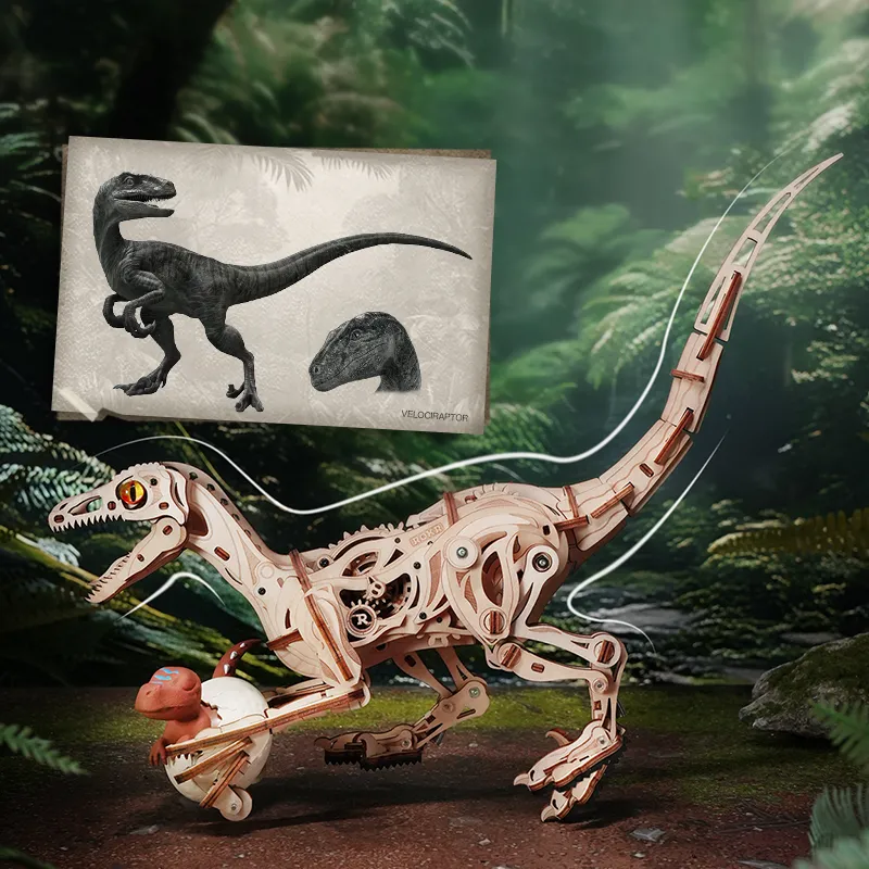 ROKR Velociraptor Mécanique LD01 – Puzzle 3D en Bois – Image 4