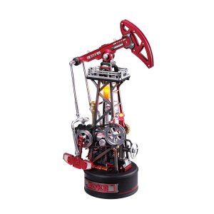 ROKR Oil Pump Jack CGL03, puzzle mécanique 3D en bois représentant une pompe à pétrole industrielle avec engrenages et éclairage LED