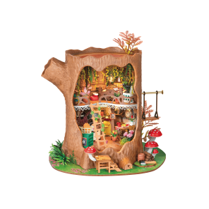 Rolife Fairytale Tree House DG179 – maison miniature dans un arbre avec intérieur aménagé, jardin, champignons et balançoire.