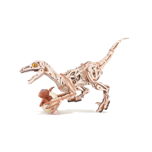 ROKR Velociraptor LD01 puzzle 3D mécanique en bois, dinosaure articulé qui marche sur deux pattes avec engrenages visibles