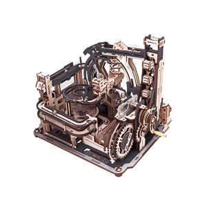 ROKR Marble Spaceport LGC01 puzzle 3D mécanique en bois avec parcours de billes, engrenages, spirales et mécanisme électrique futuriste