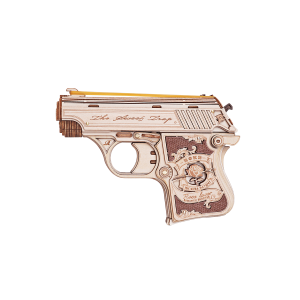 Puzzle 3D en bois ROKR Mini Gun LQ502 avec mécanisme miniature et détails gravés