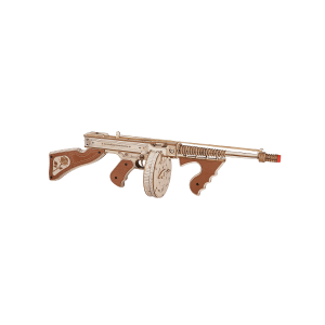 ROKR Thompson Submachine LQB01, puzzle 3D mécanique en bois représentant une Thompson avec chargeur tambour