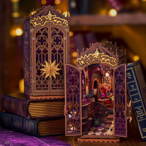 Book Nook Magic Fantasy Corner miniature avec éclairage LED