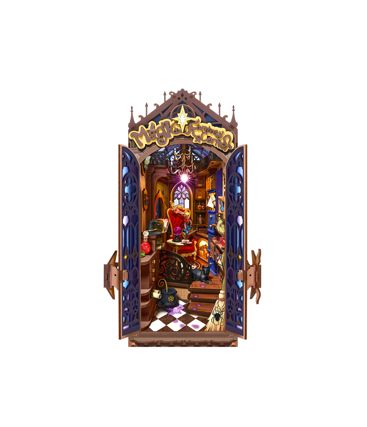 Book Nook Magic Fantasy Corner miniature avec éclairage LED