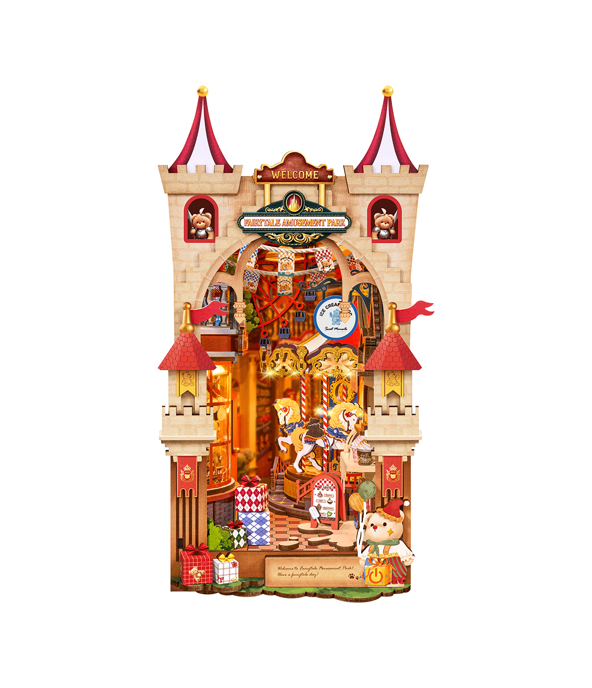Book Nook Amusement Park miniature avec éclairage LED